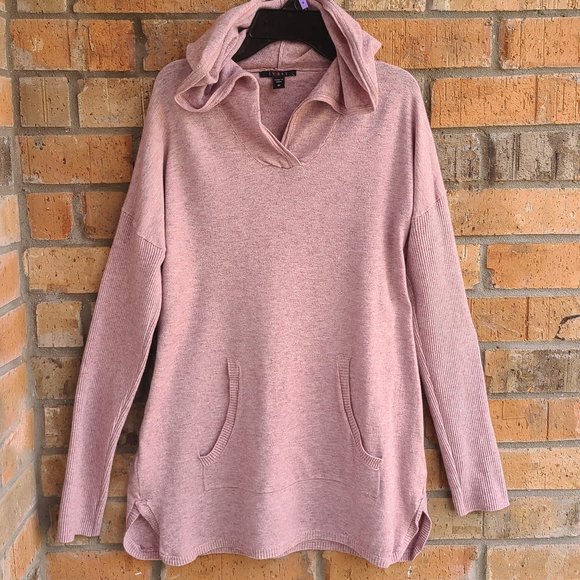 Cyrus Ladies' Drop Shoulder Ribbed Hem Pullover Hoodie Top Orchid Heather Size M - Picture 3 of 16